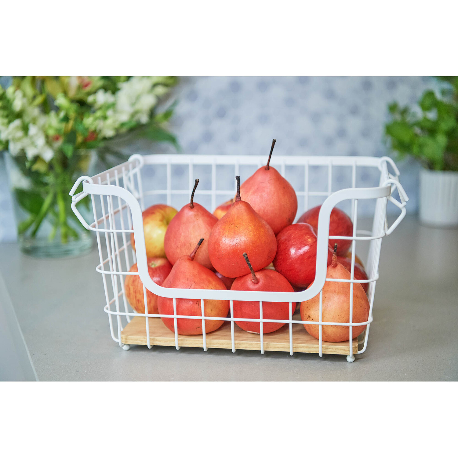 Basket Wire Stackable Large White