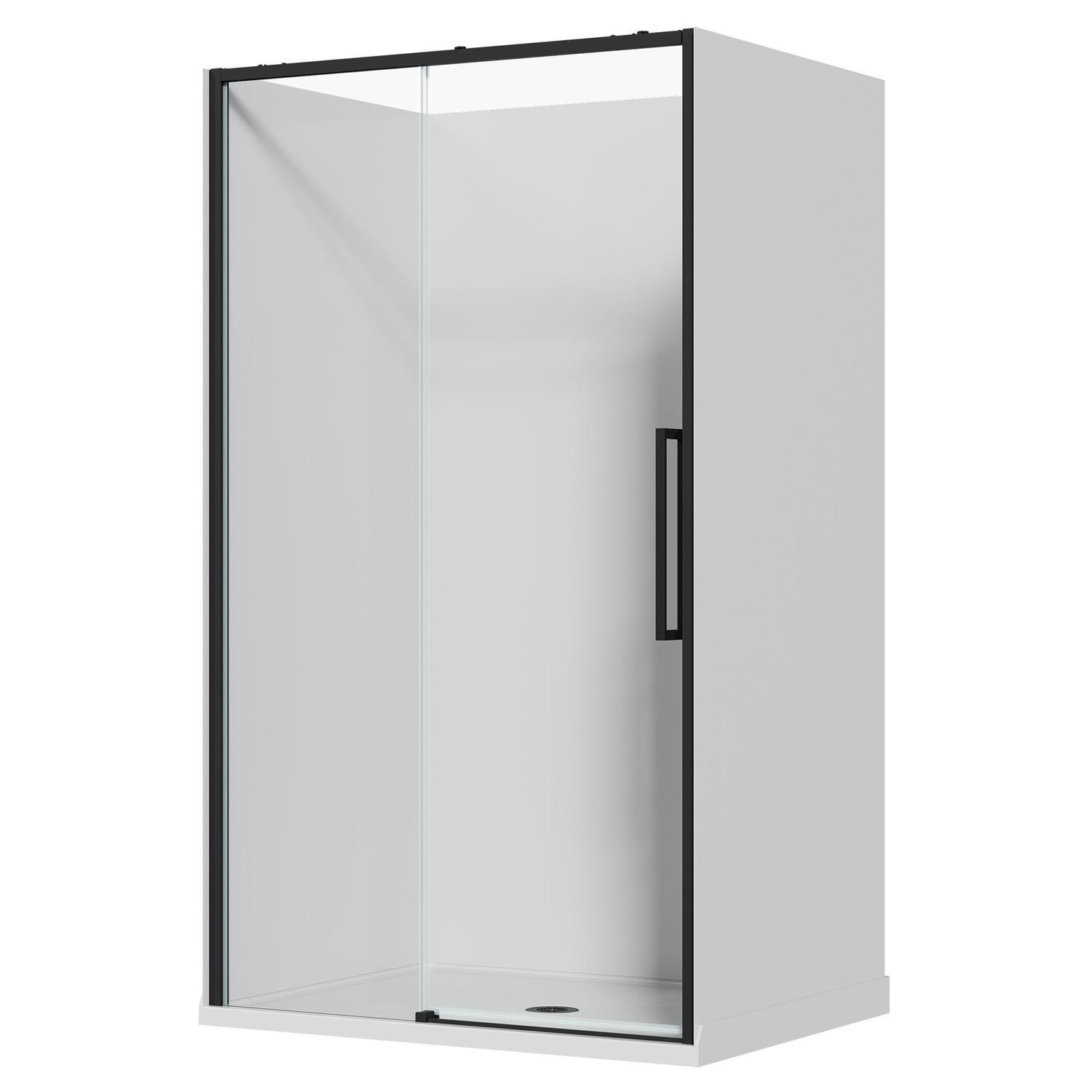 Alcove Frameless Sliding Flat Wall Acrylic Shower 1200 x 915 x 2040mm Black