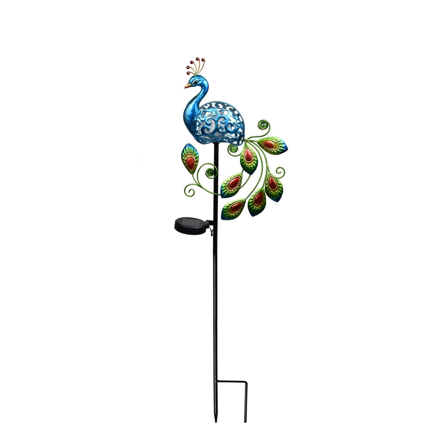 Metal Solar Peacock on Stake
