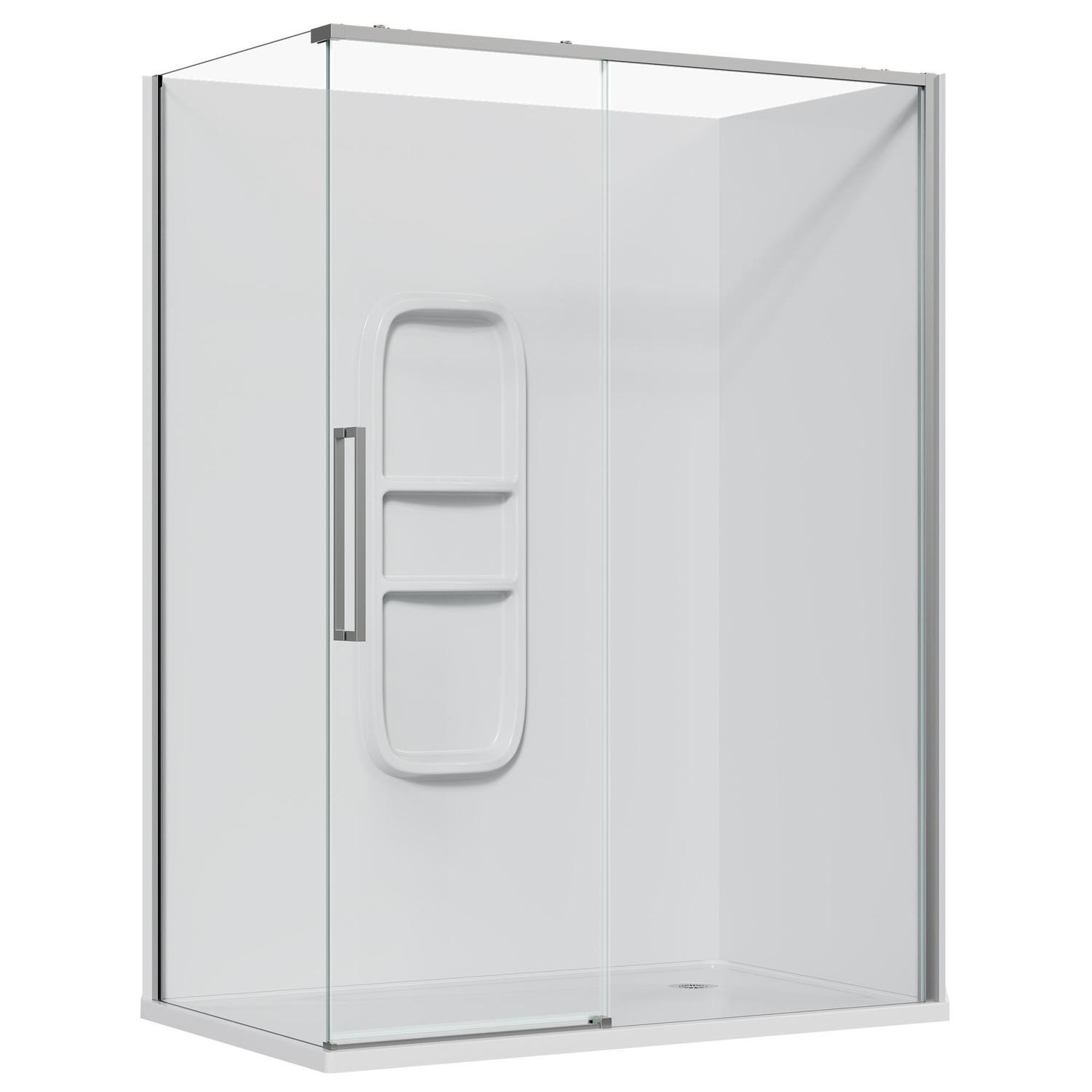 2 Sided Frameless Sliding Side Mould Acrylic Shower RH 1500 x 915 x 2040mm Chrome