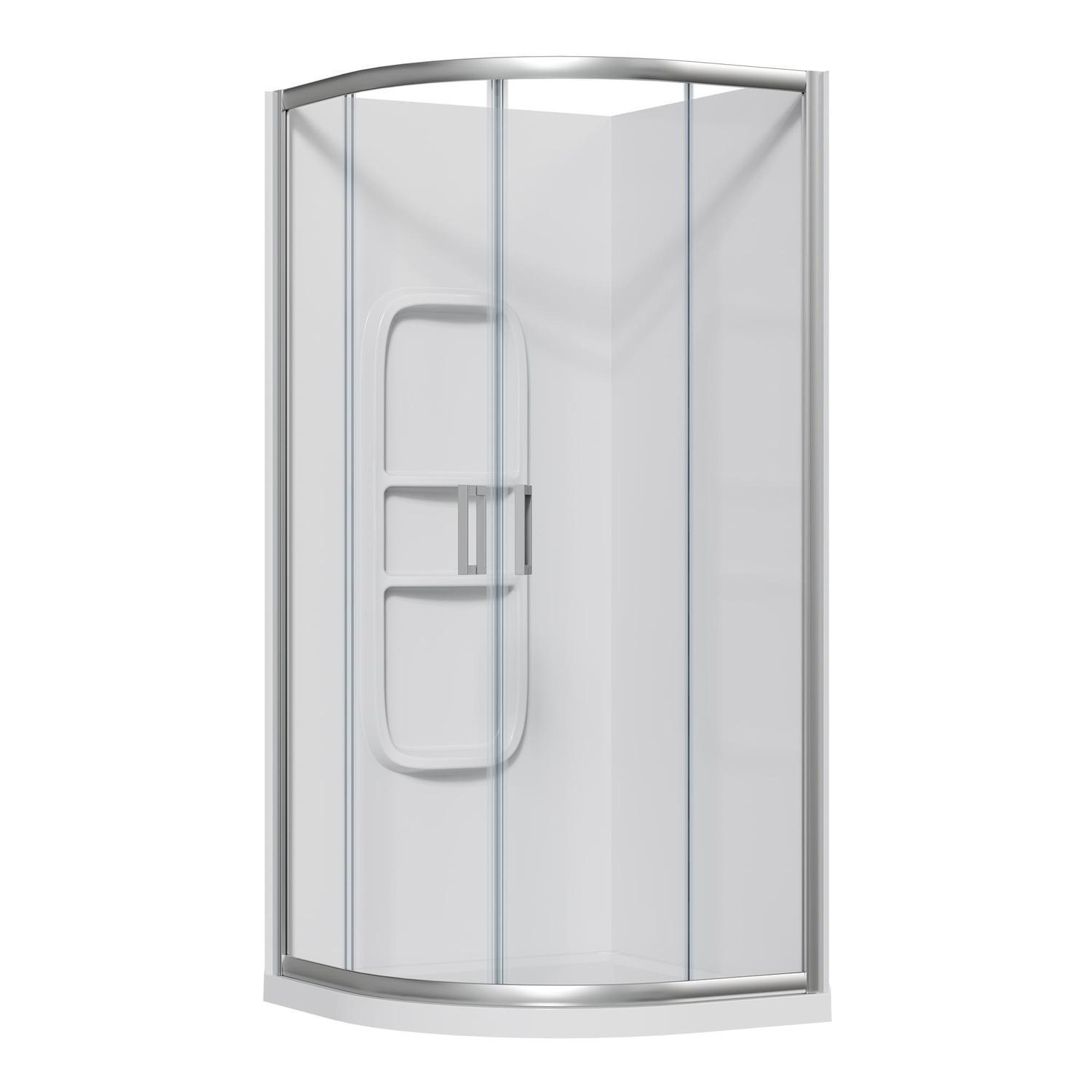 Curved Side Mould Acrylic Shower 900 x 900 x 2015mm Chrome