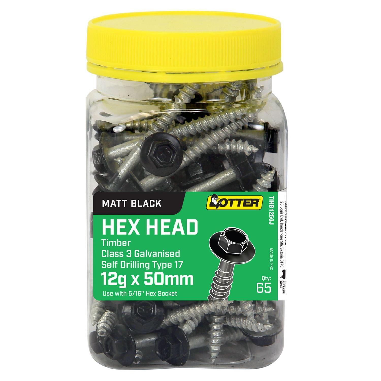 Light Duty Timber Screws 12g x 50mm Pack of 65 ChemShield Black