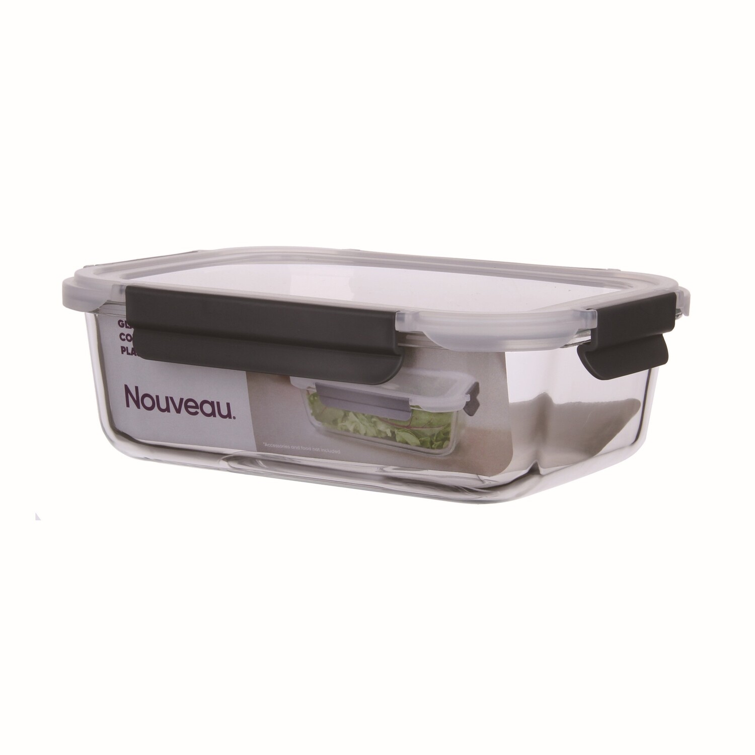 Container Food Glass Plastic Lid 1.5 litre