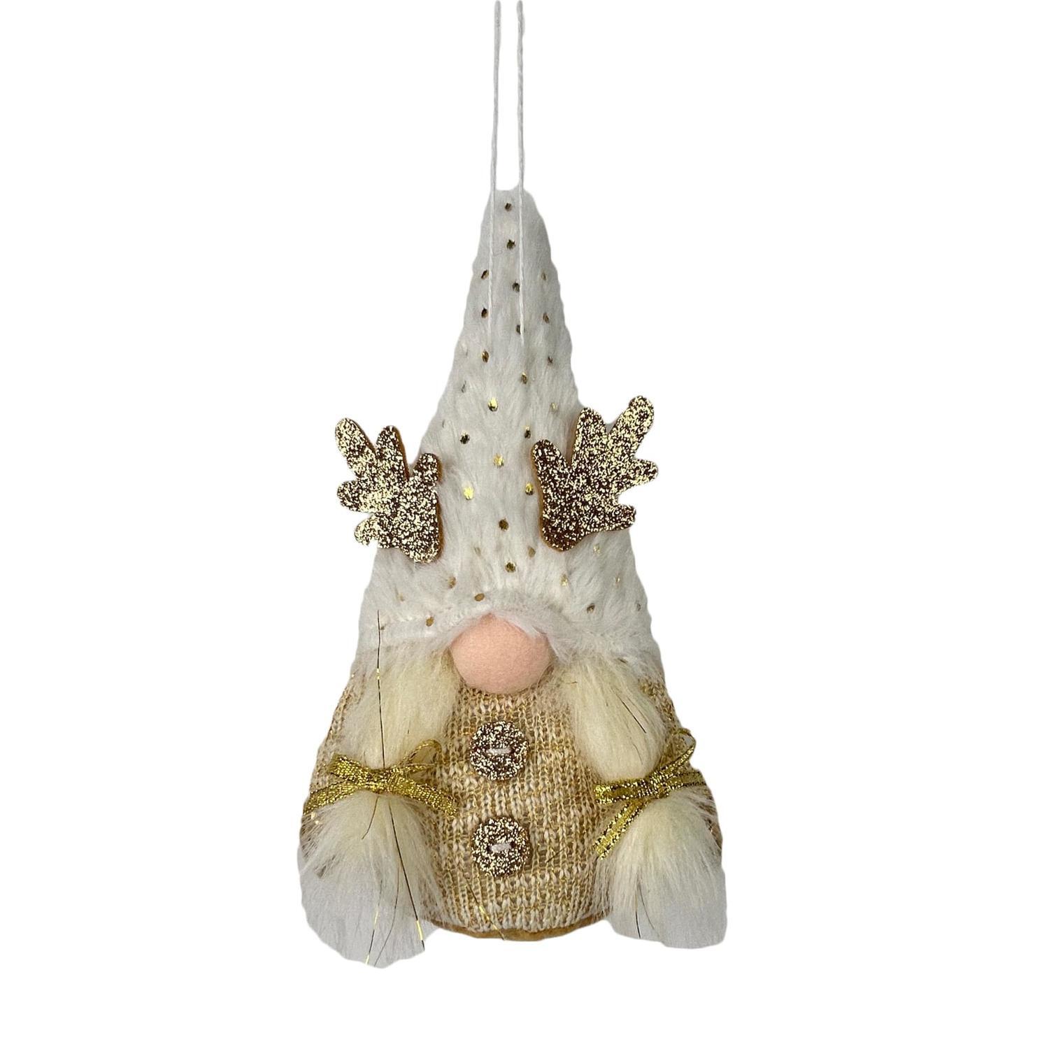 Christmas Gnome Decoration Antler Mrs White / Gold