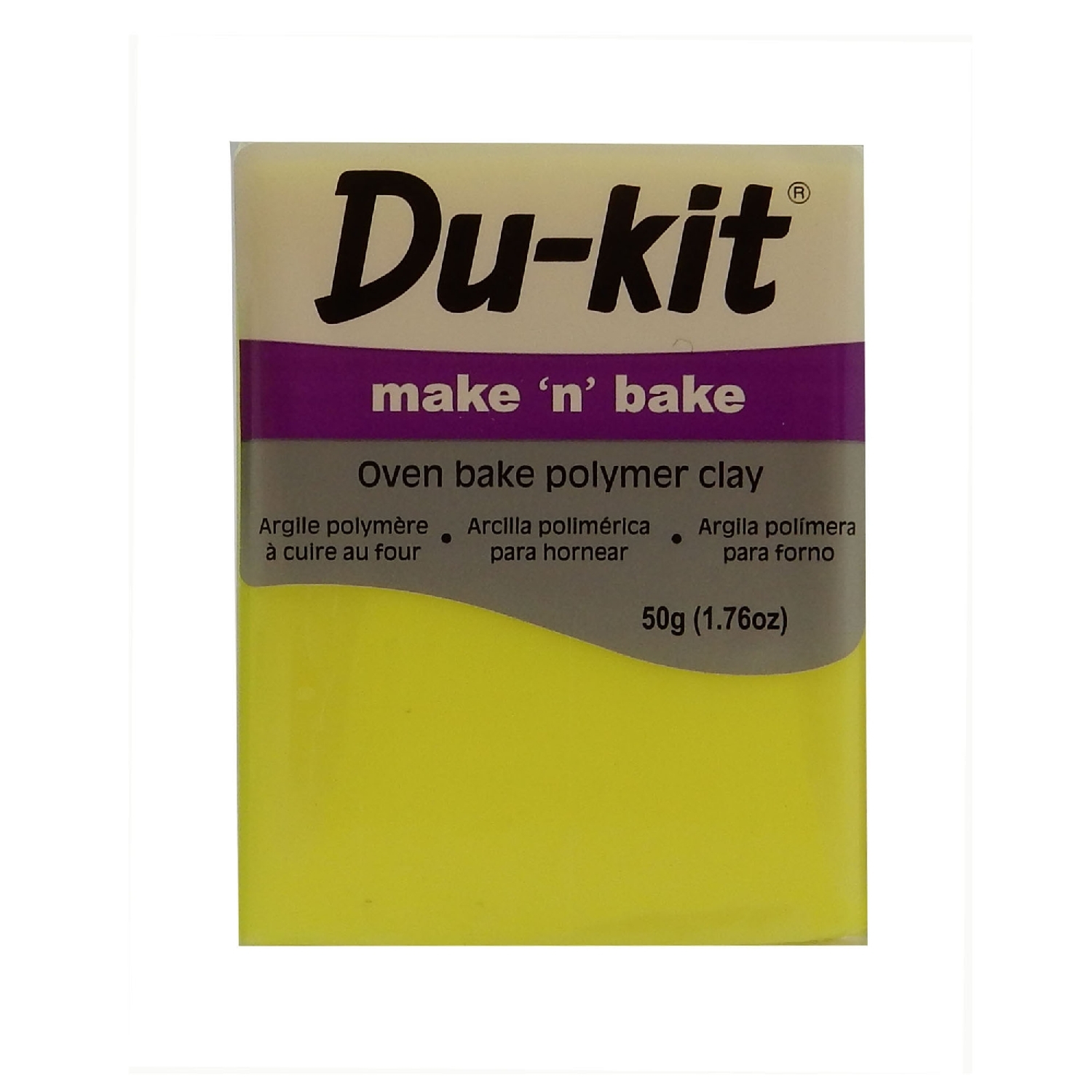 Oven Bake Polmer Clay 50 g Fluro Yellow