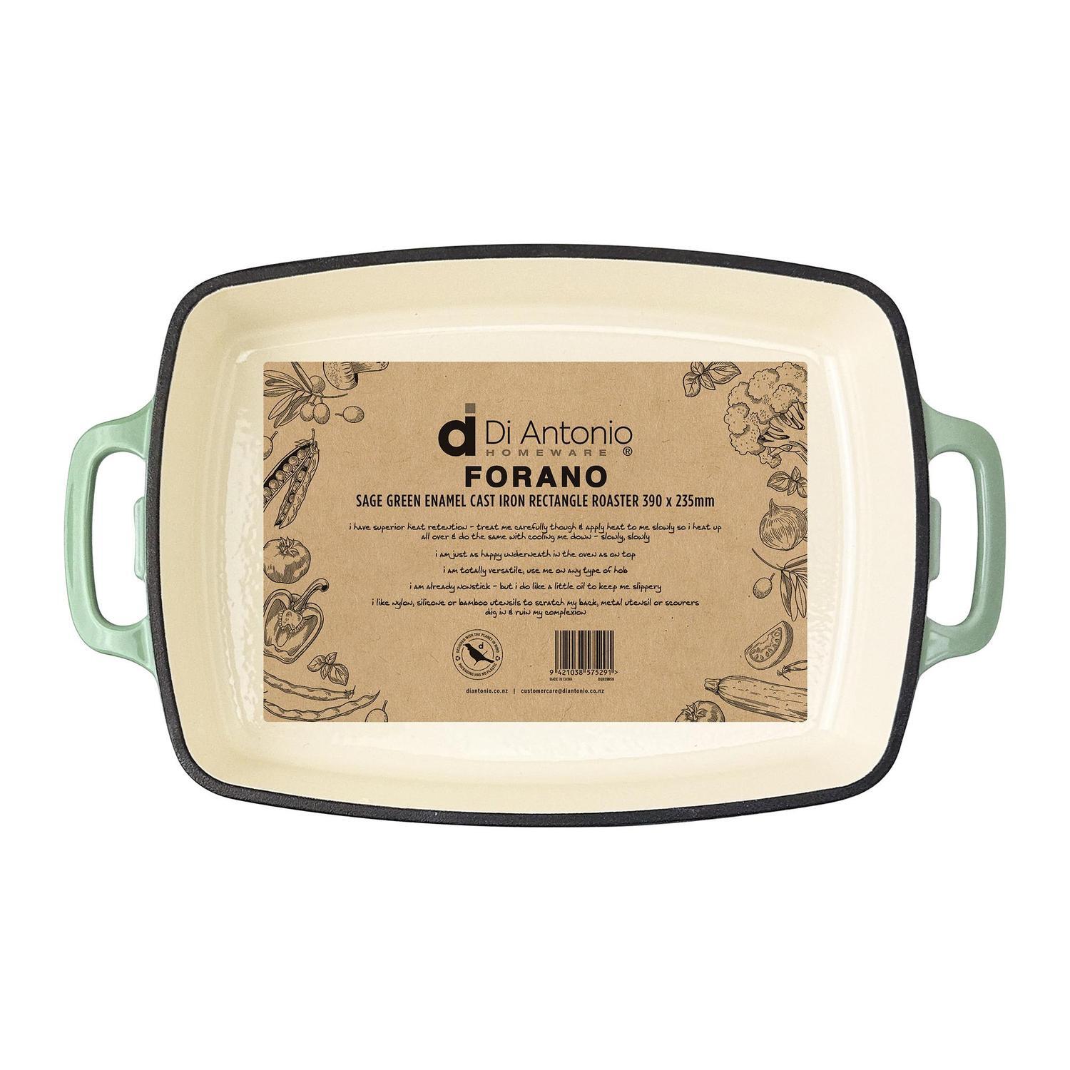 Rectangle Roaster 390x235mm Enamel Cast IronSage Green