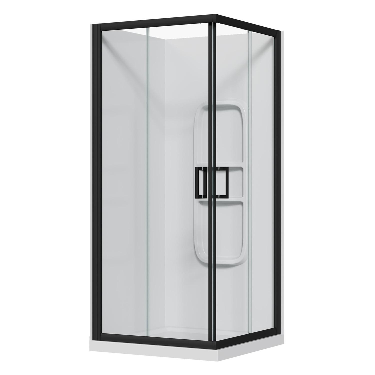 2 Sided Slider Side Mould Acrylic Shower 900 x 900 x 2015mm Black