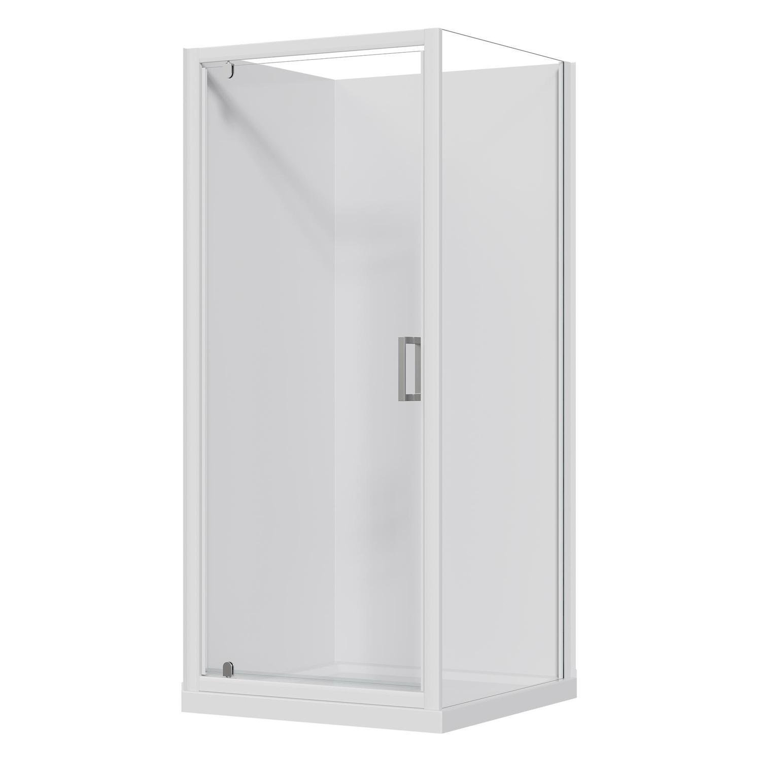 2 Sided Flat Wall Acrylic Shower Offset Waste 900 x 900 x 2015mm White