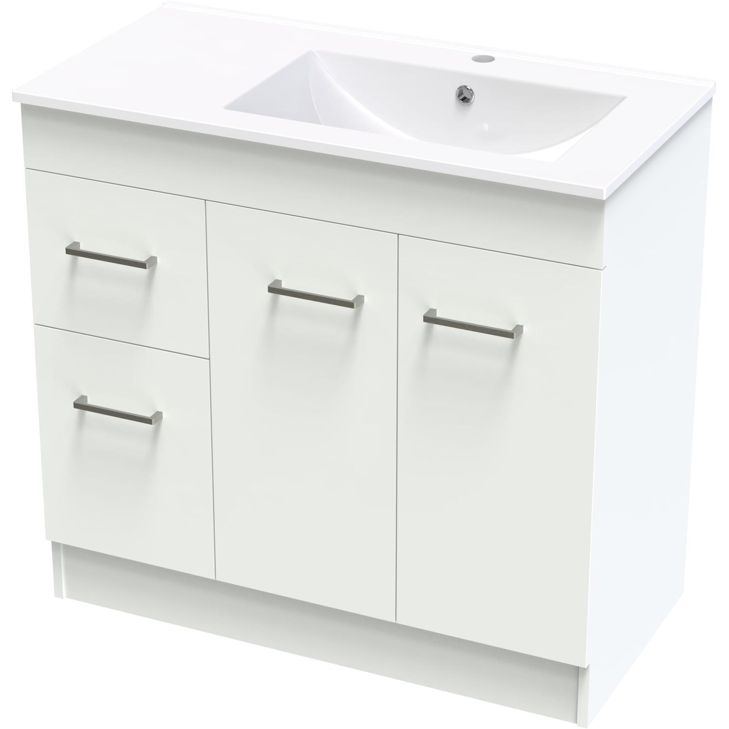 Classic Valley 900 Right Hand Bowl Floor White Melamine