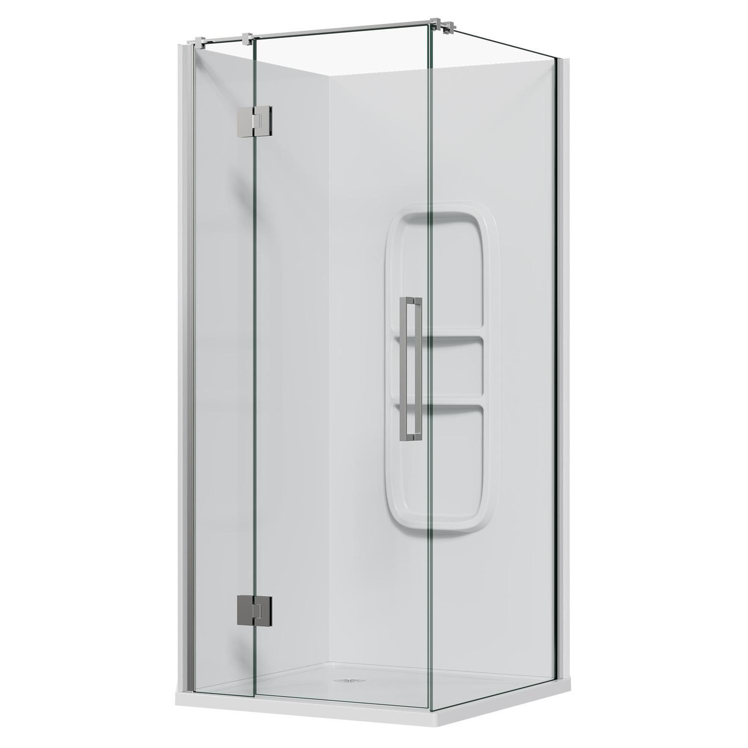 2 Sided Frameless Hinged Side Mould Acrylic Shower 915 x 915 x 1990mm Chrome