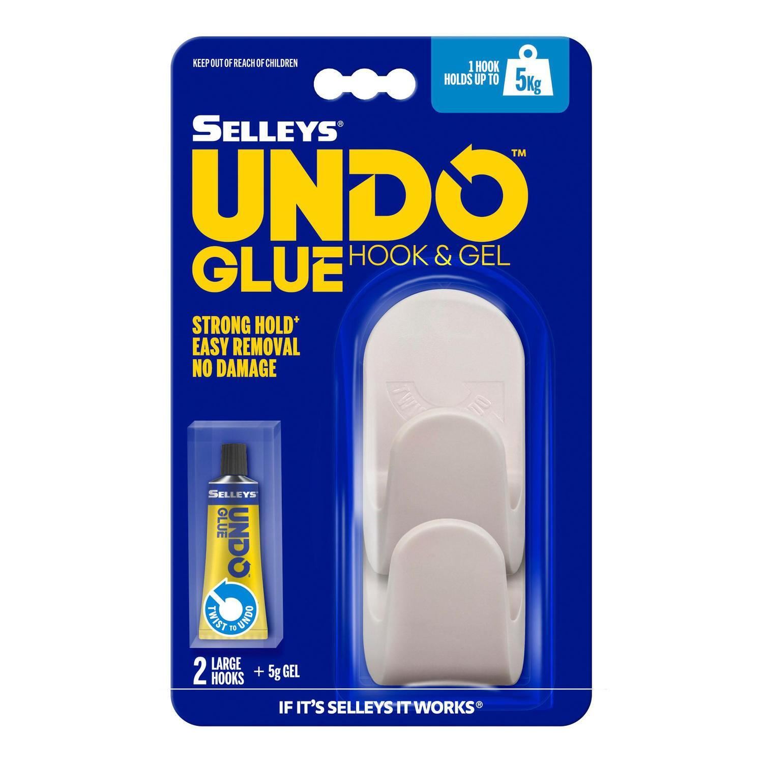Undo Glue Large J Hook & Glue Kit 2 Pack 5g White