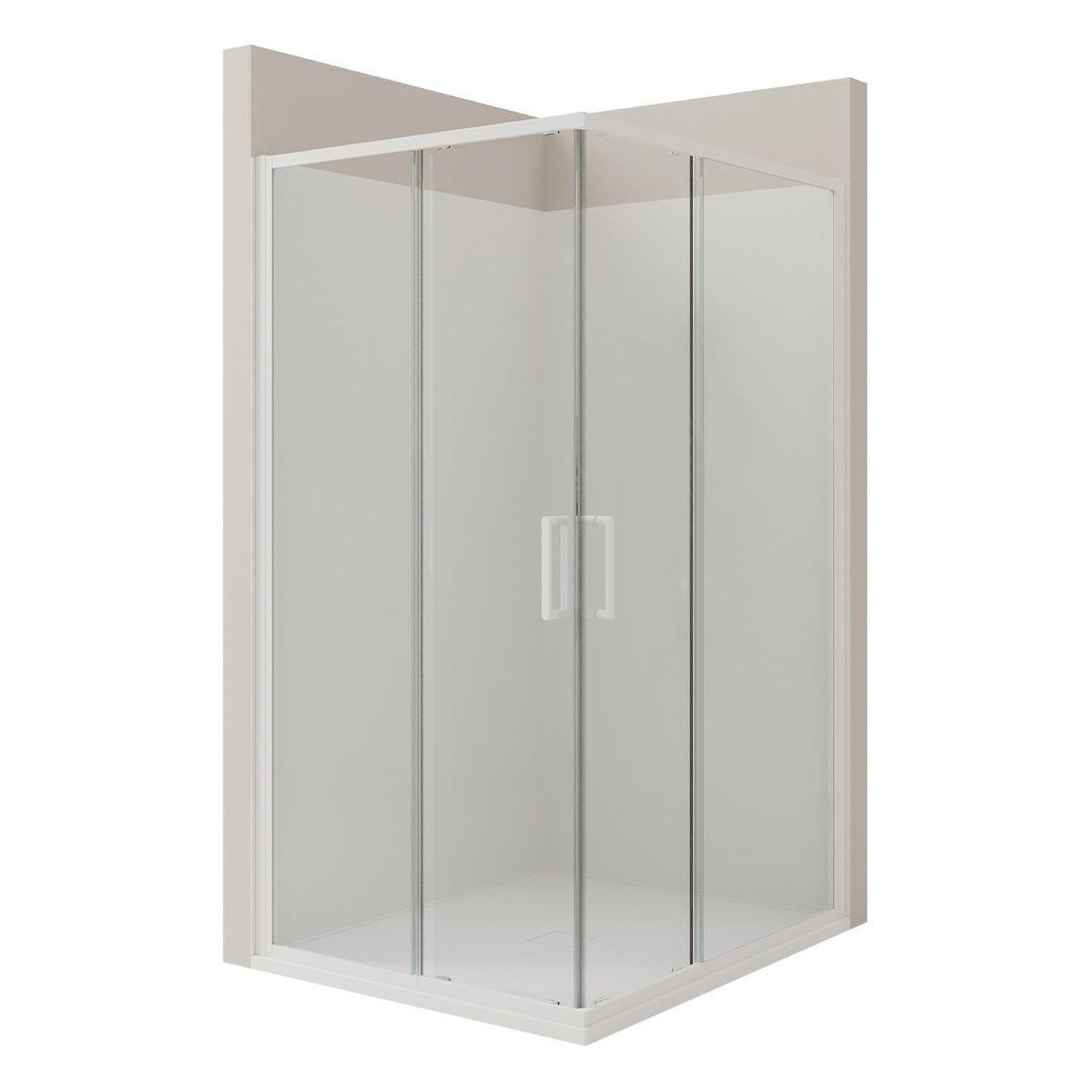 Right Hand 2 Sided Tiled Wall Shower 1200 x 1000mm White
