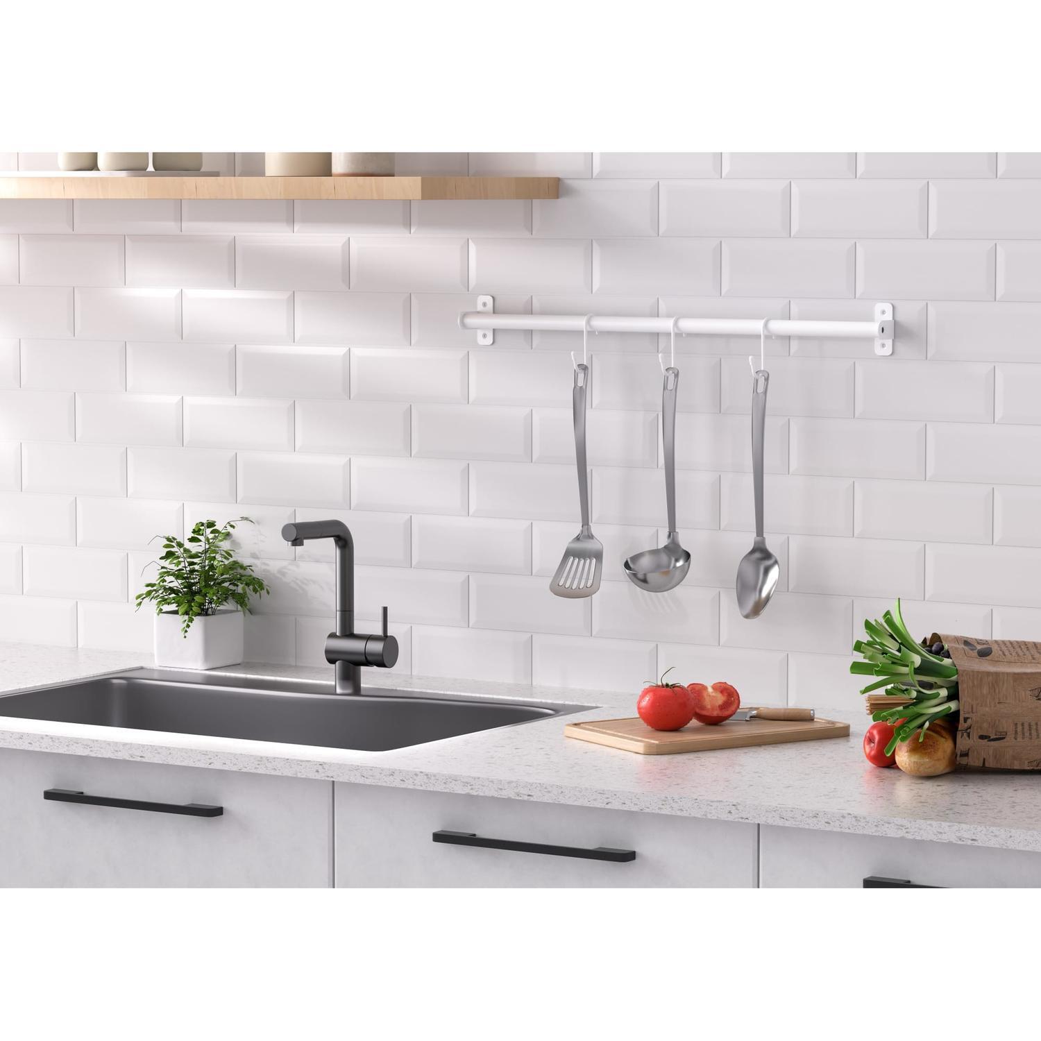 Hang Rail 570mm 3 Hooks 570 mm White