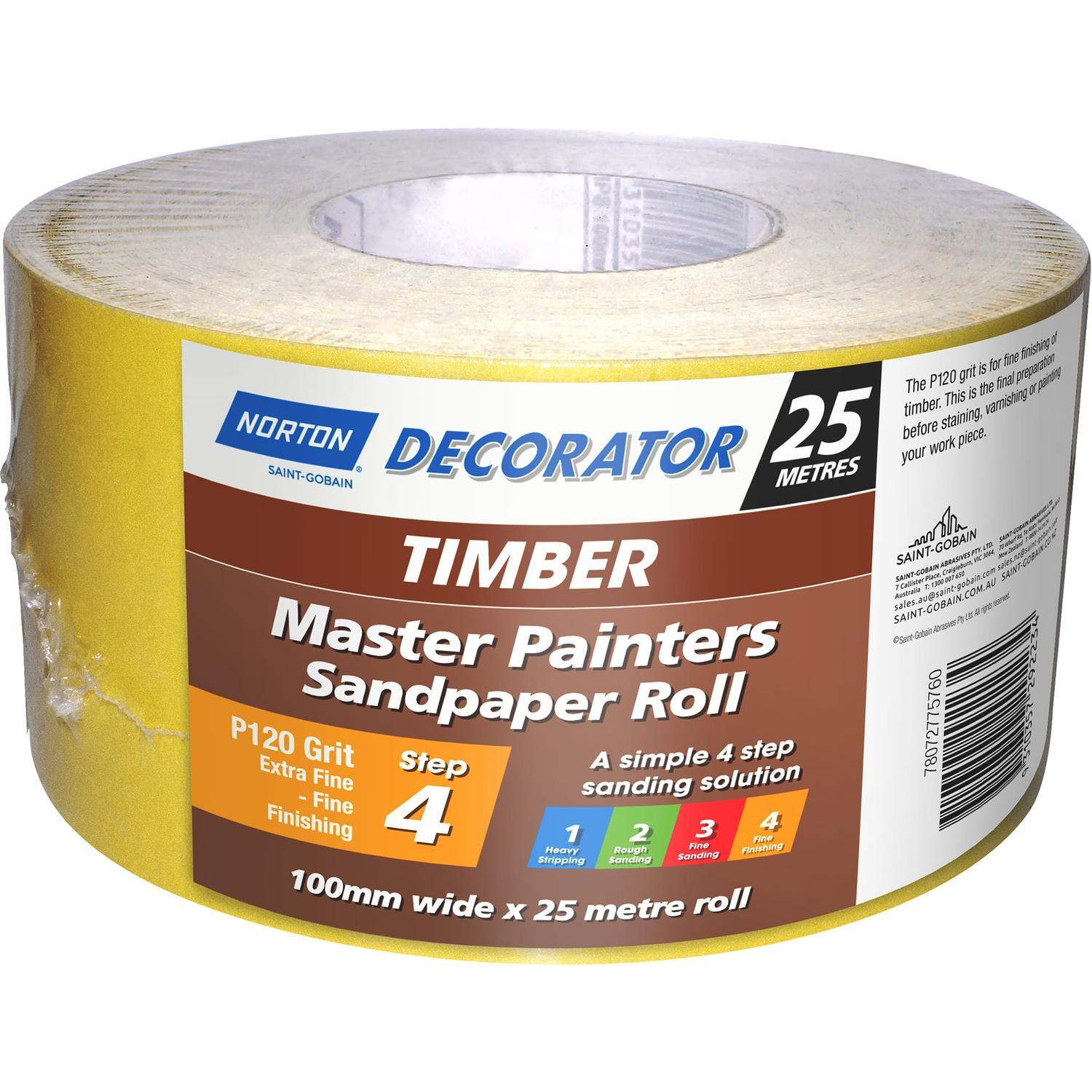 Timbermaster Painters Sandpaper Roll 120 Gritt 100mm x 25m