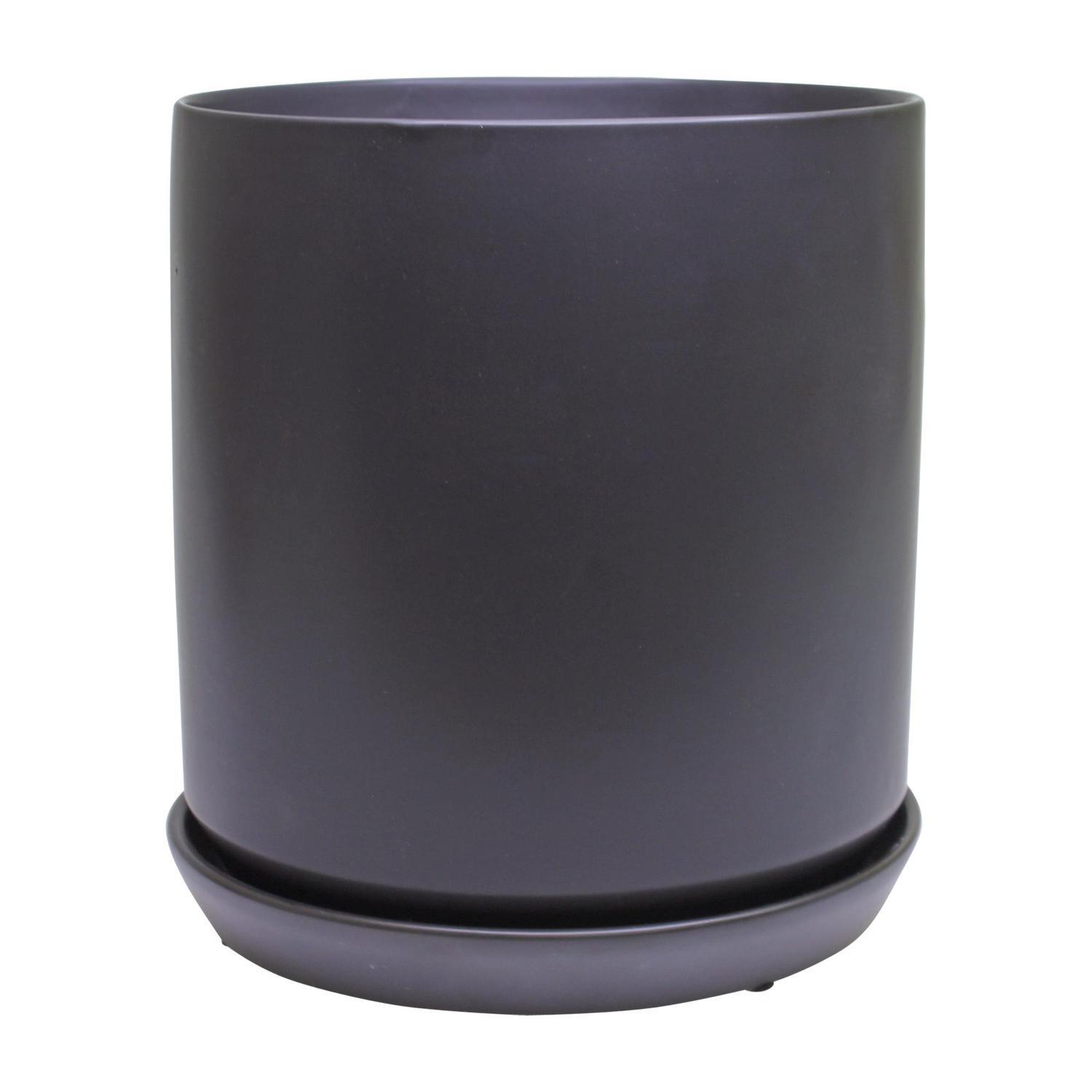 Indoor Adelle Pot and Saucer 22cm Black