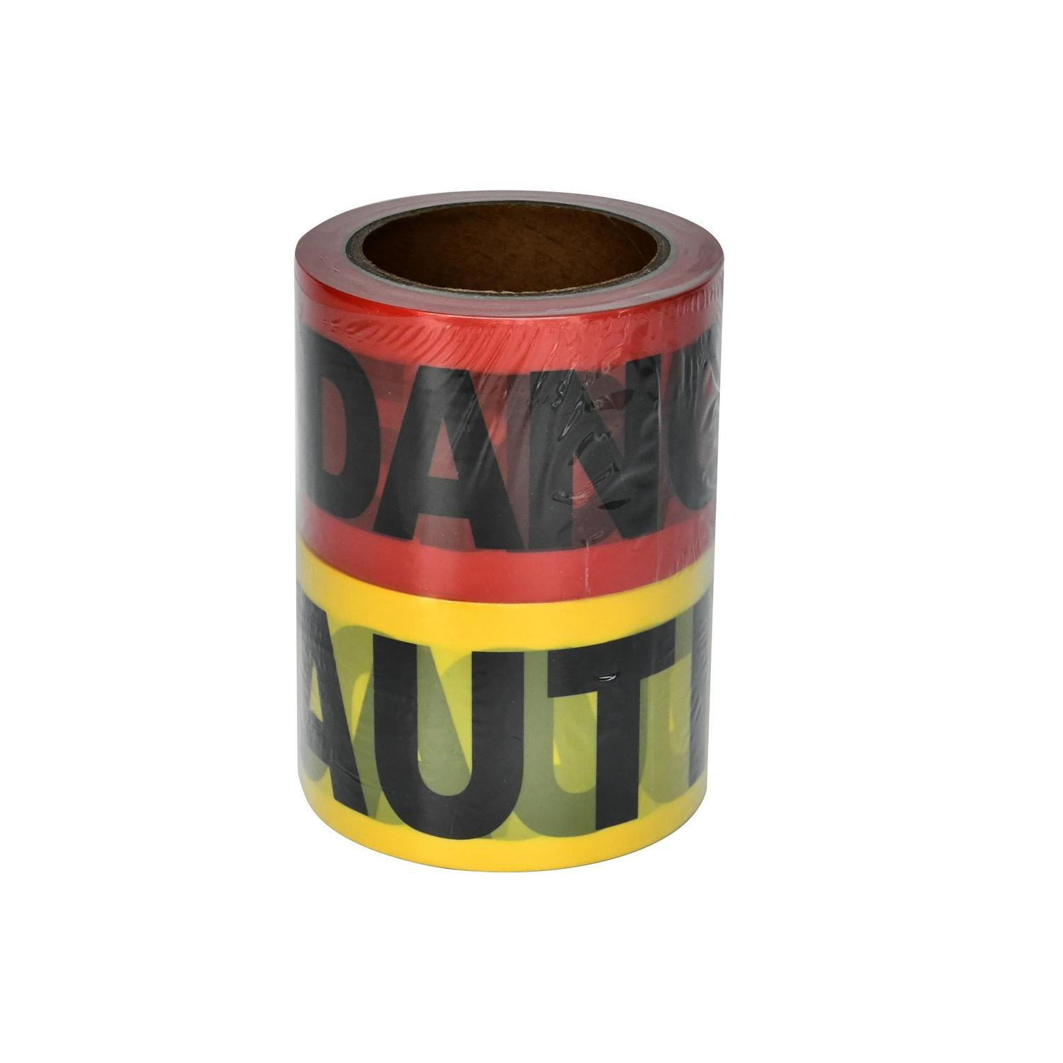 Caution & Danger Barricade Tape 2-Piece 76mm x 91m Red & Yellow & Black