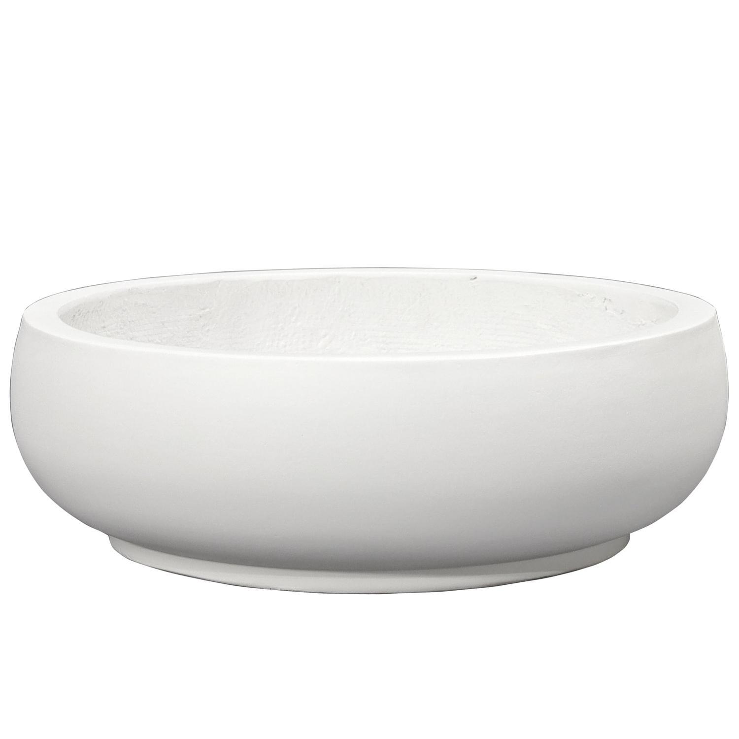 Cement Low Planter Bowl 45cm White