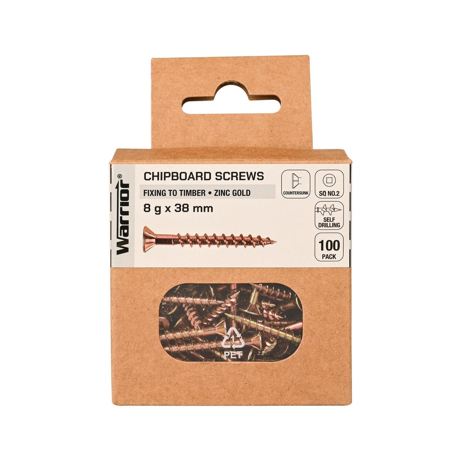 Chipboard Screws 8 g x 38mm Zinc Gold