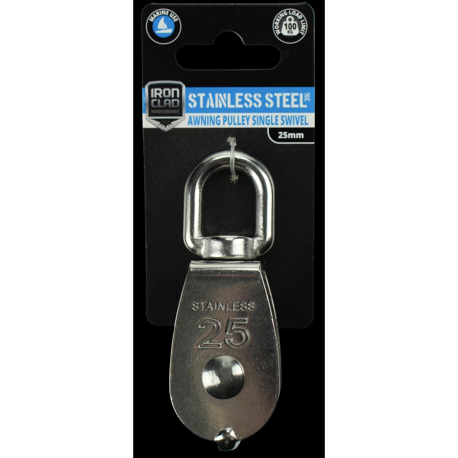 Single Swivel Awning Pulley 25mm Stainless Steel 316