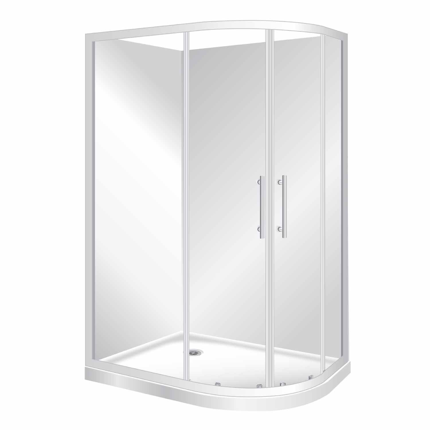 Round Shower Flat Wall Left Hand