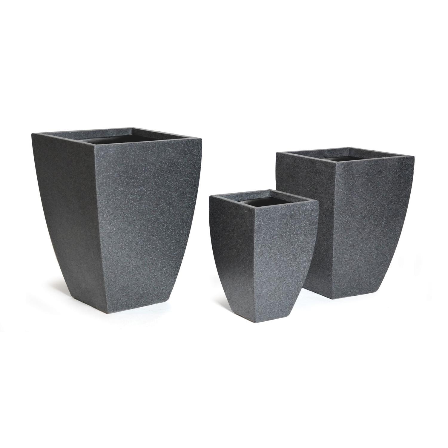 Tapered Cube Clayfibre Pot Granito Large