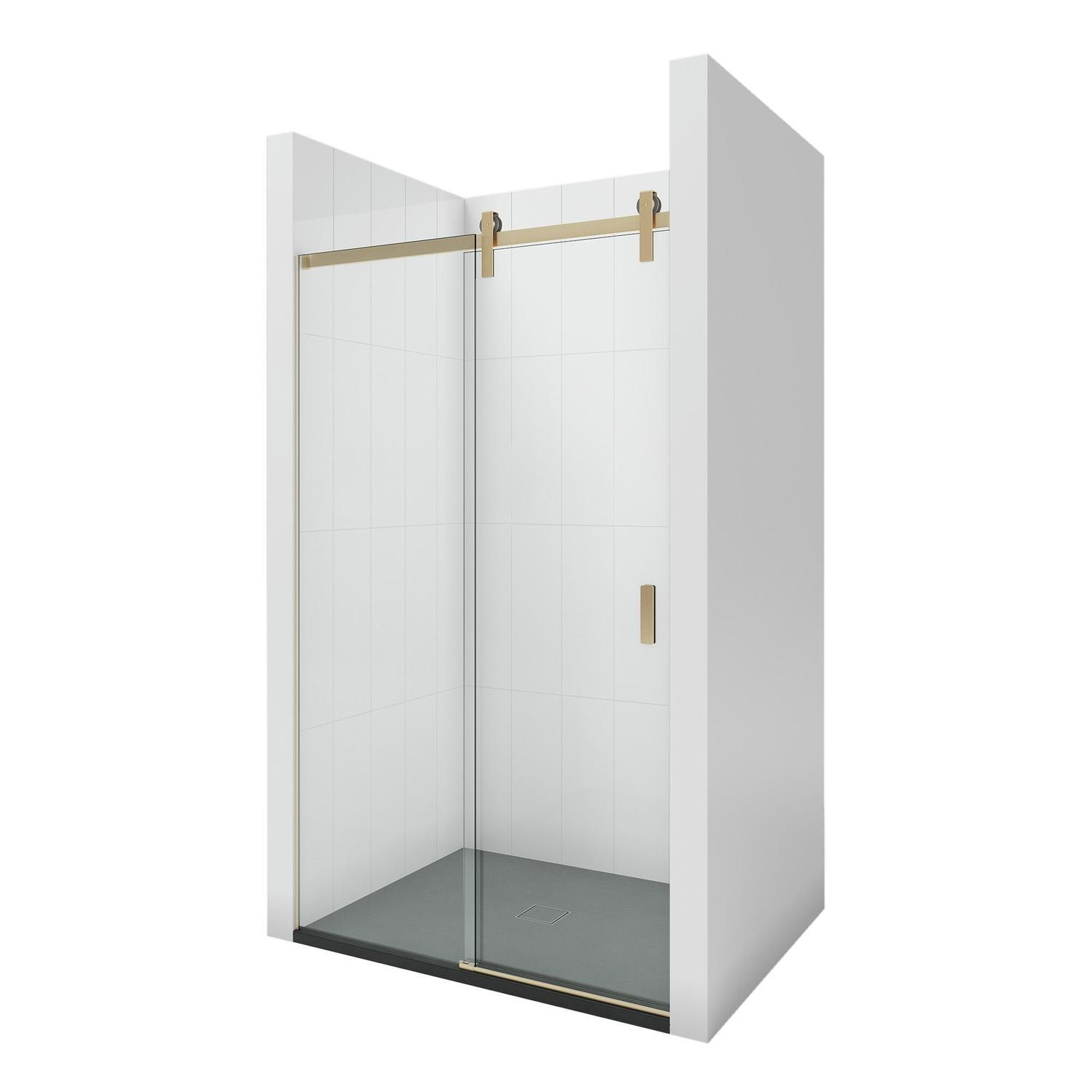 1200 x 900mm 3-Wall Black Tray, Ellure Walls and Brushed Gold Sliding Screen Package