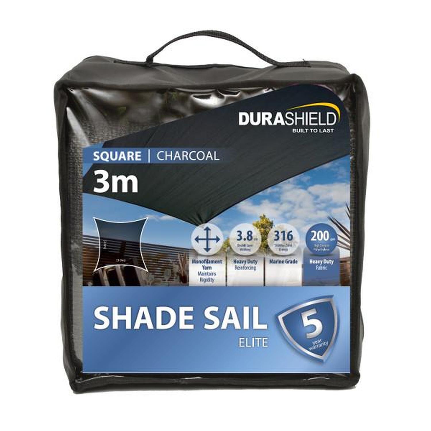 Shade Sail Elite Square 3M Charcoal