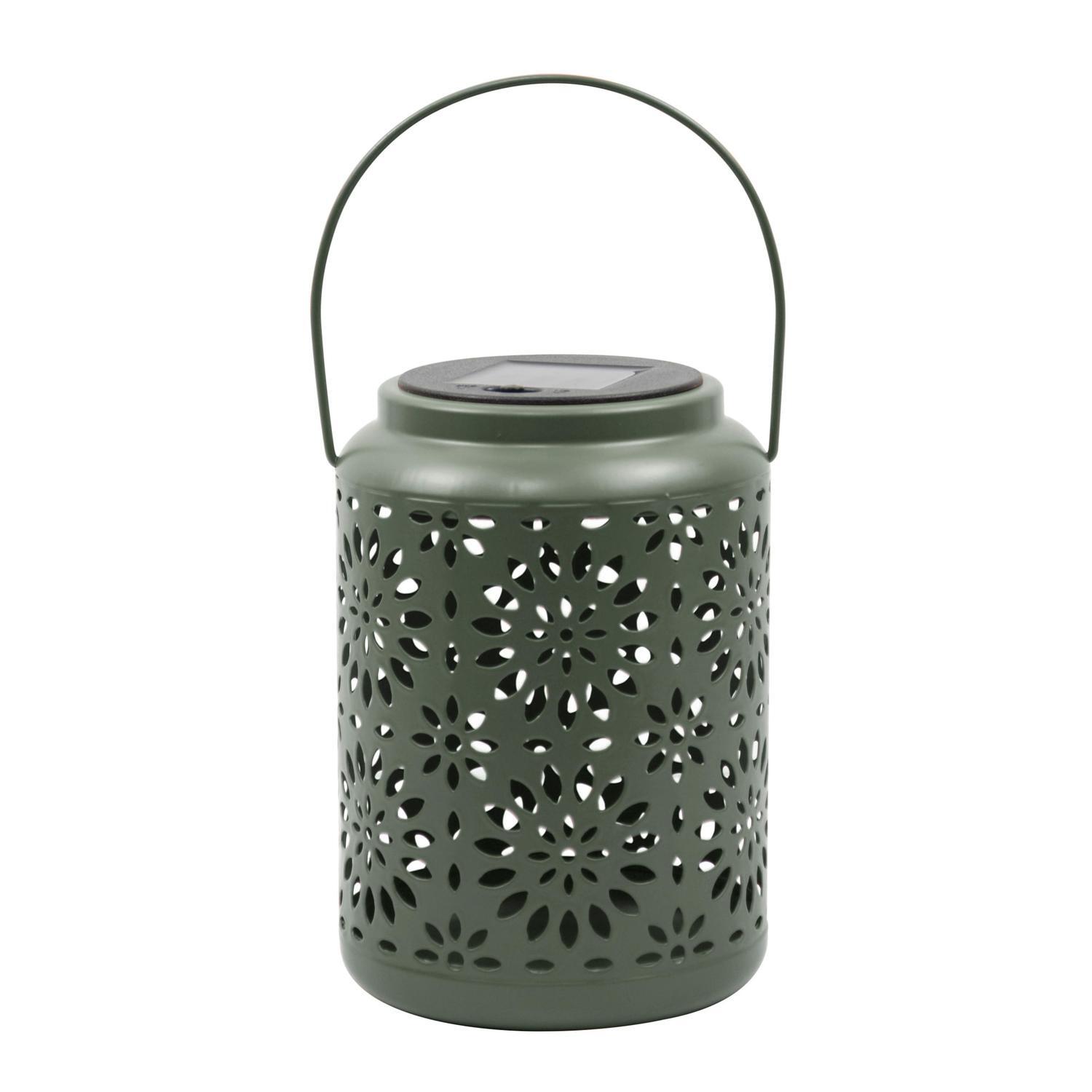 Solar Celeste Iron Lantern Green 12 x 17.5cm Warm White