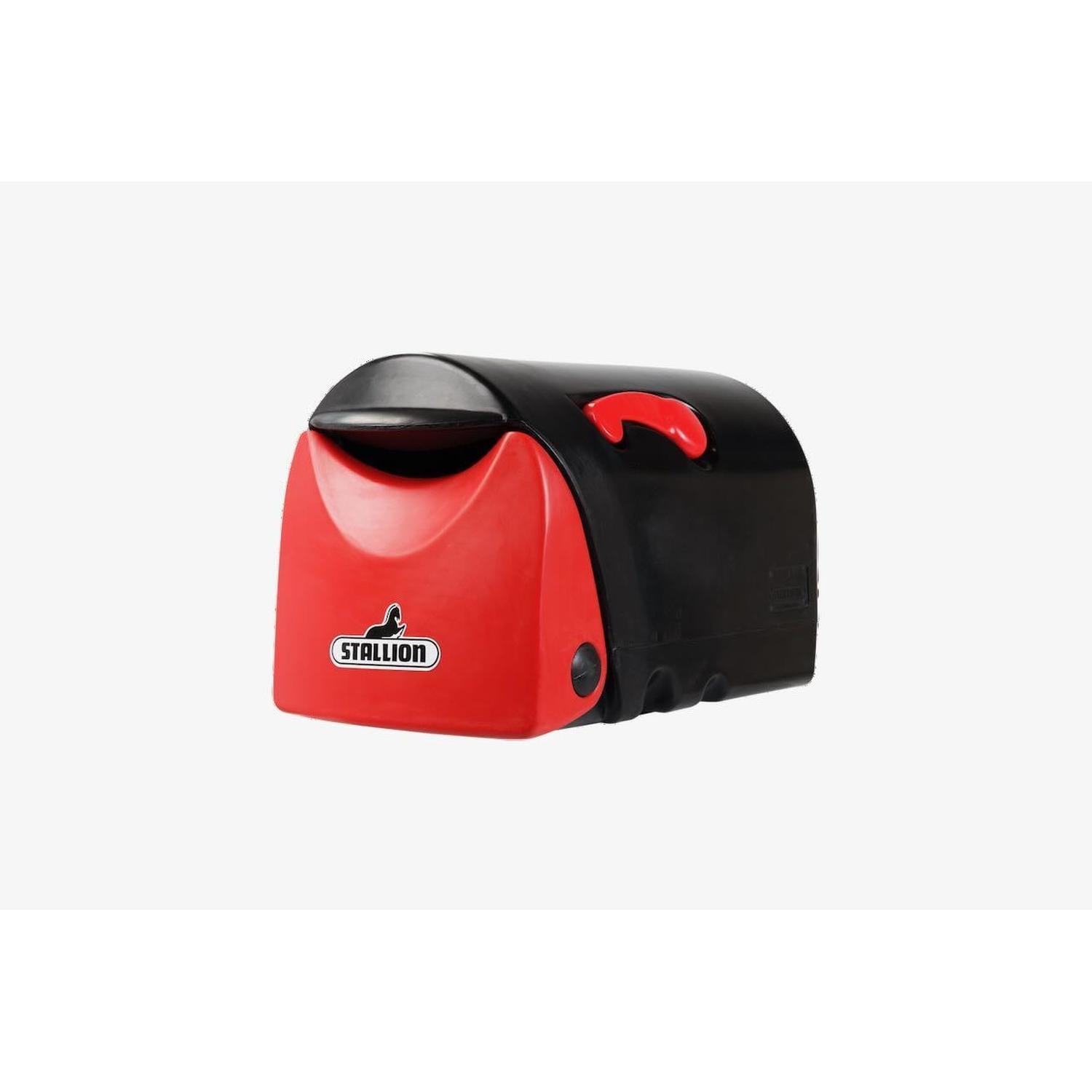 Rural Plastic Letterbox H: 330mm, W: 310mm, D: 530mm Black/Red