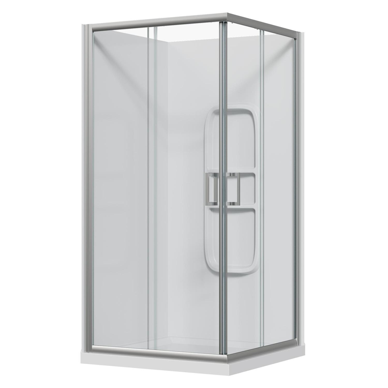 2 Sided Slider Side Mould Acrylic Shower 1000 x 1000 x 2015mm Chrome