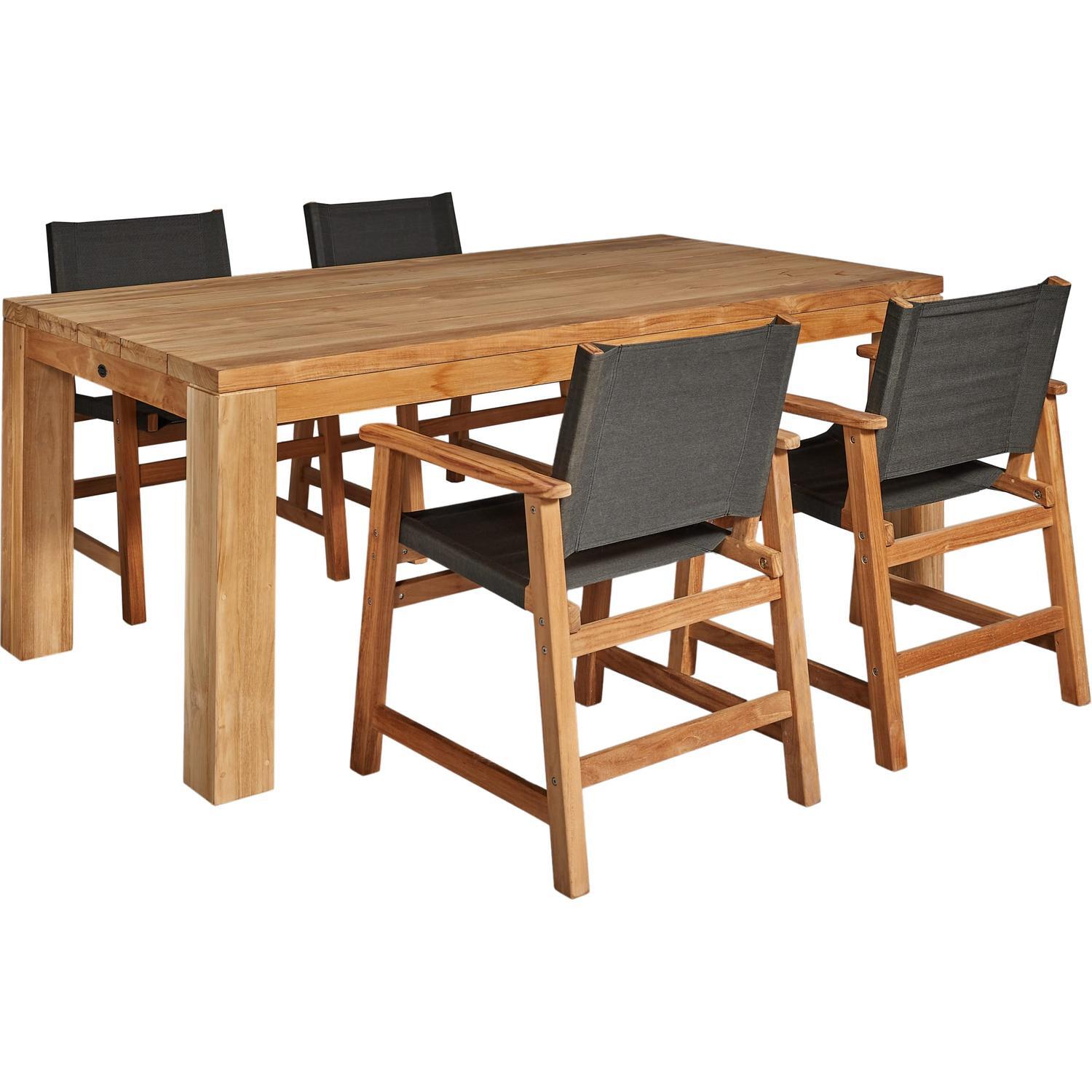 Outdoor Dining Setting With Sling Chairs 5 Piece
