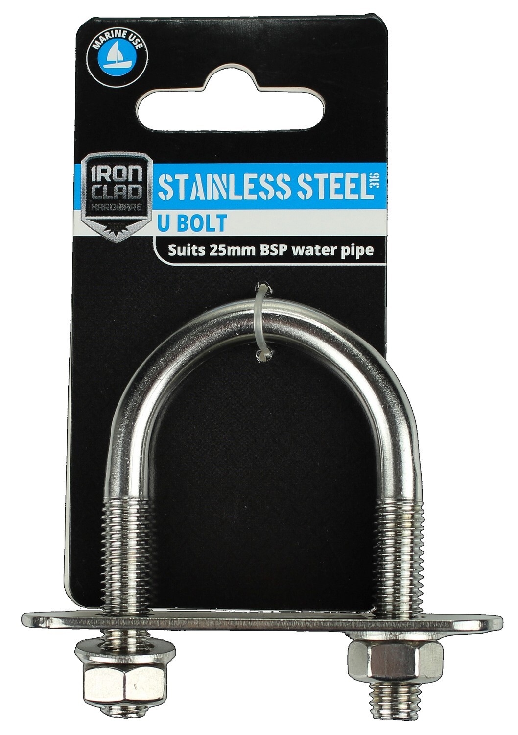 U Bolt 25mm Stainless Steel 316