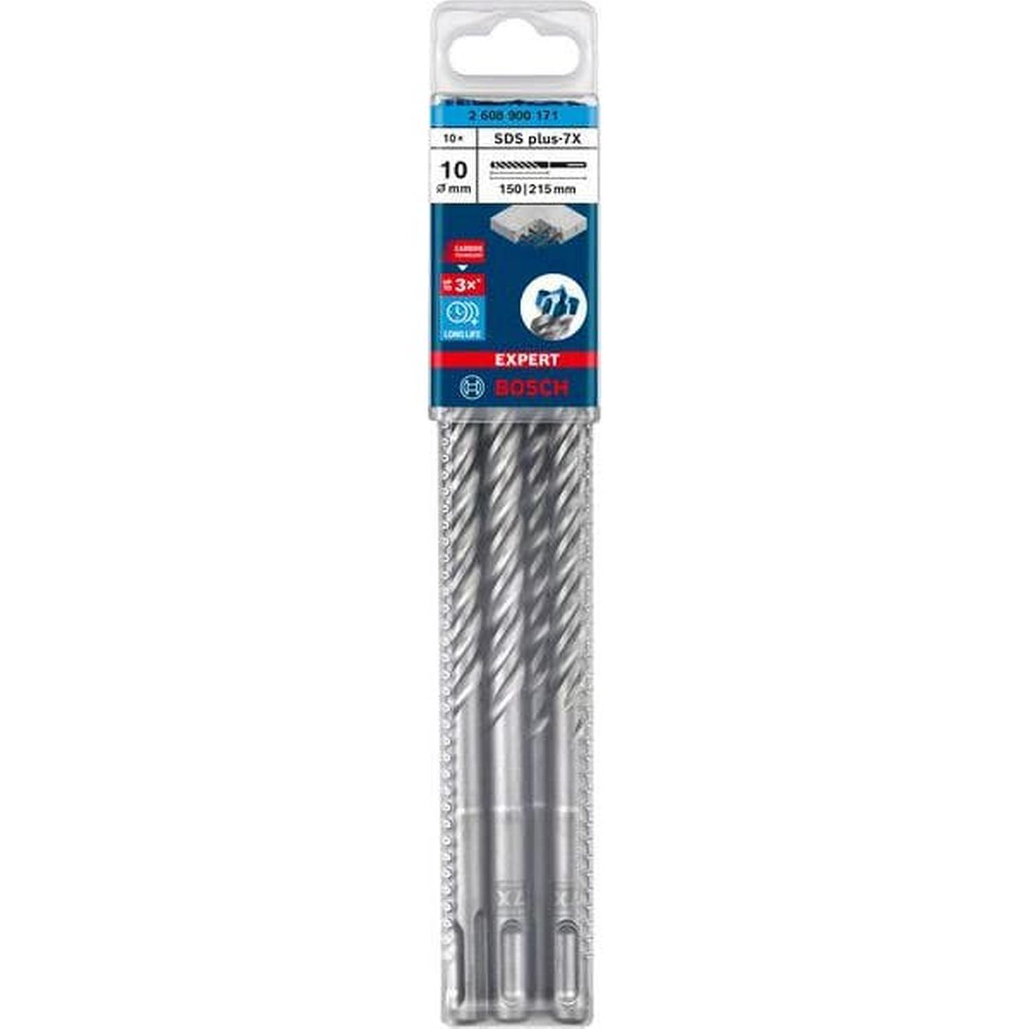 SDS Plus-7x Hammer Drill Bit 10PC Set 10 x 150 x 215mm