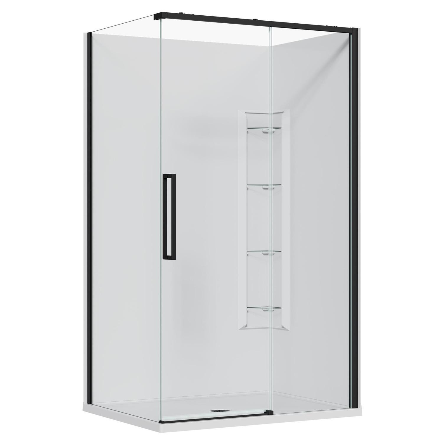2 Sided Frameless Sliding Corner Mould Acrylic Shower RH 1200 x 915 x 2040mm Black