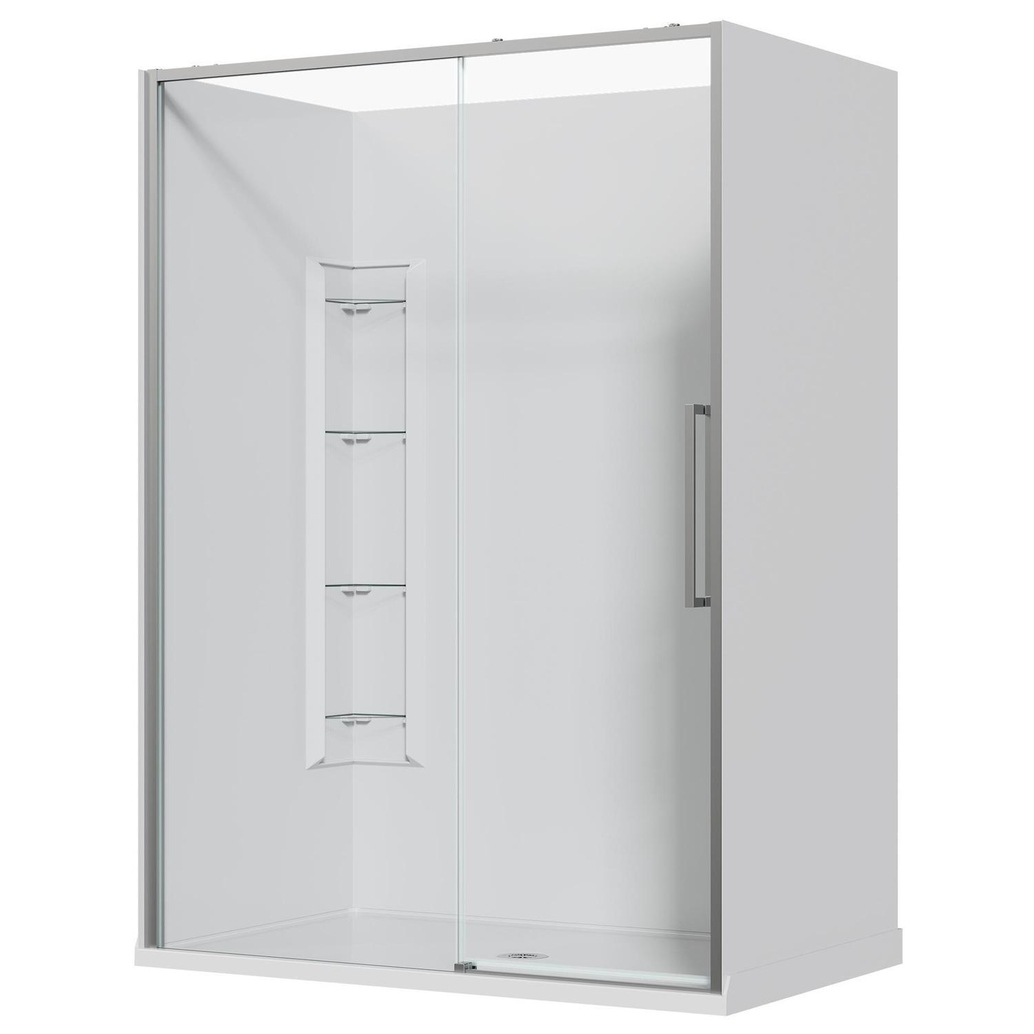Alcove Frameless Sliding Corner Mould Acrylic Shower 1500 x 915 x 2040mm Chrome