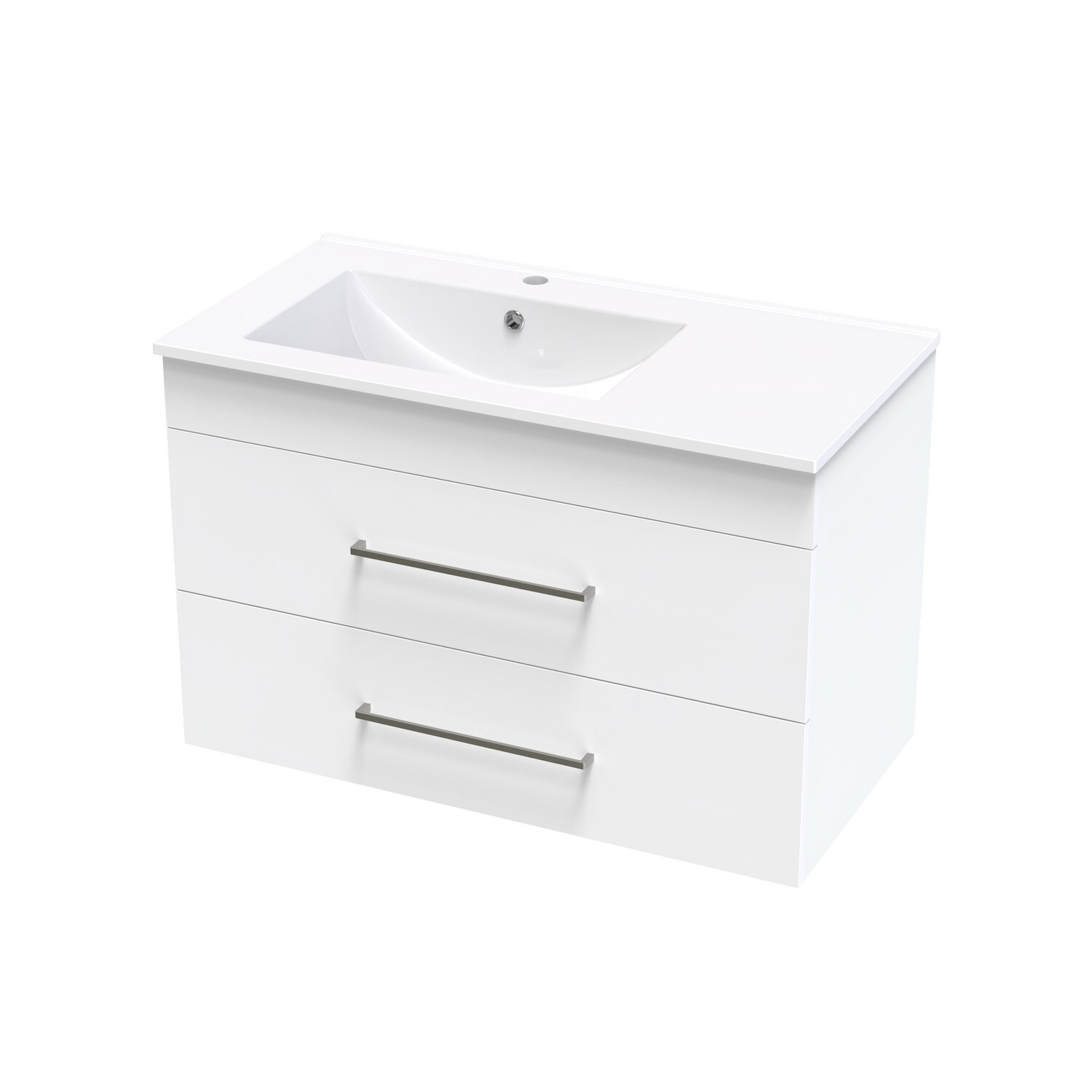 Cashmere Valley 900 Left Hand Bowl Double Drawer Wall Ultra Gloss White