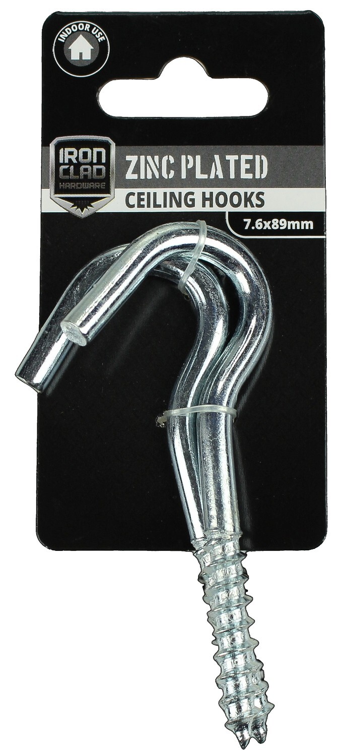 Ceiling Hook 7.6x89mm Zinc Plated