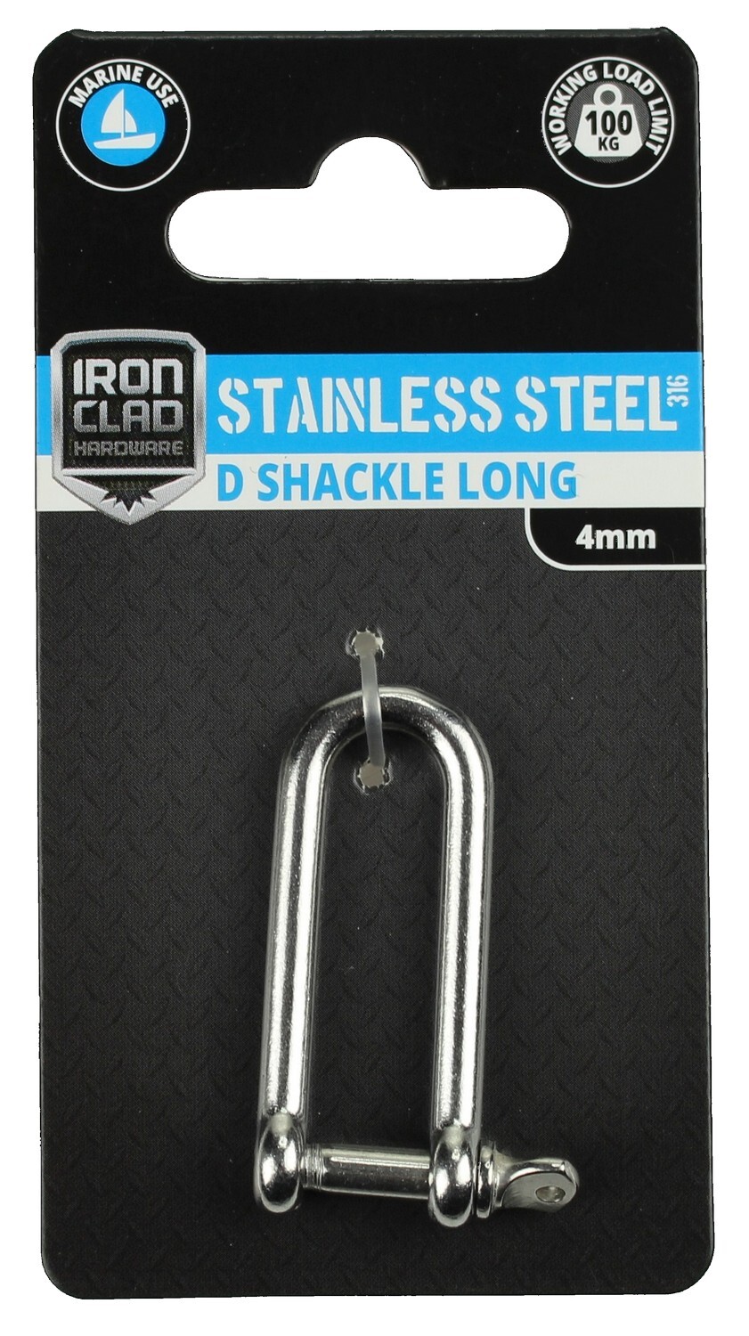D Shackle Long  4mm Stainless Steel 316