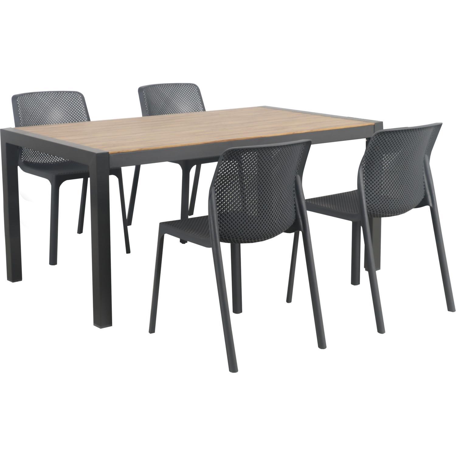 Outdoor Dining Setting 5 Piece Fes Curve Dining Chair Charcoal