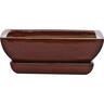 Glazed Bonsai Tapered Pot Large Firework Red