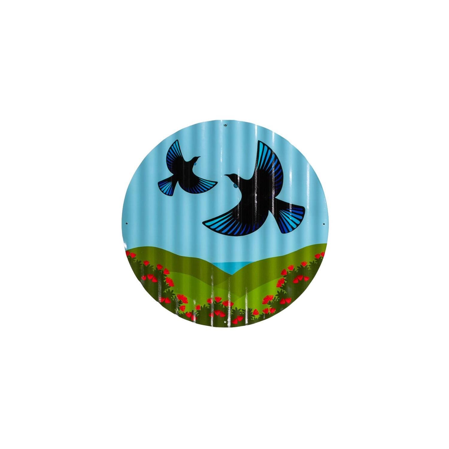 Kiwiana Corrugate Wall Art Tui Pair 45cm