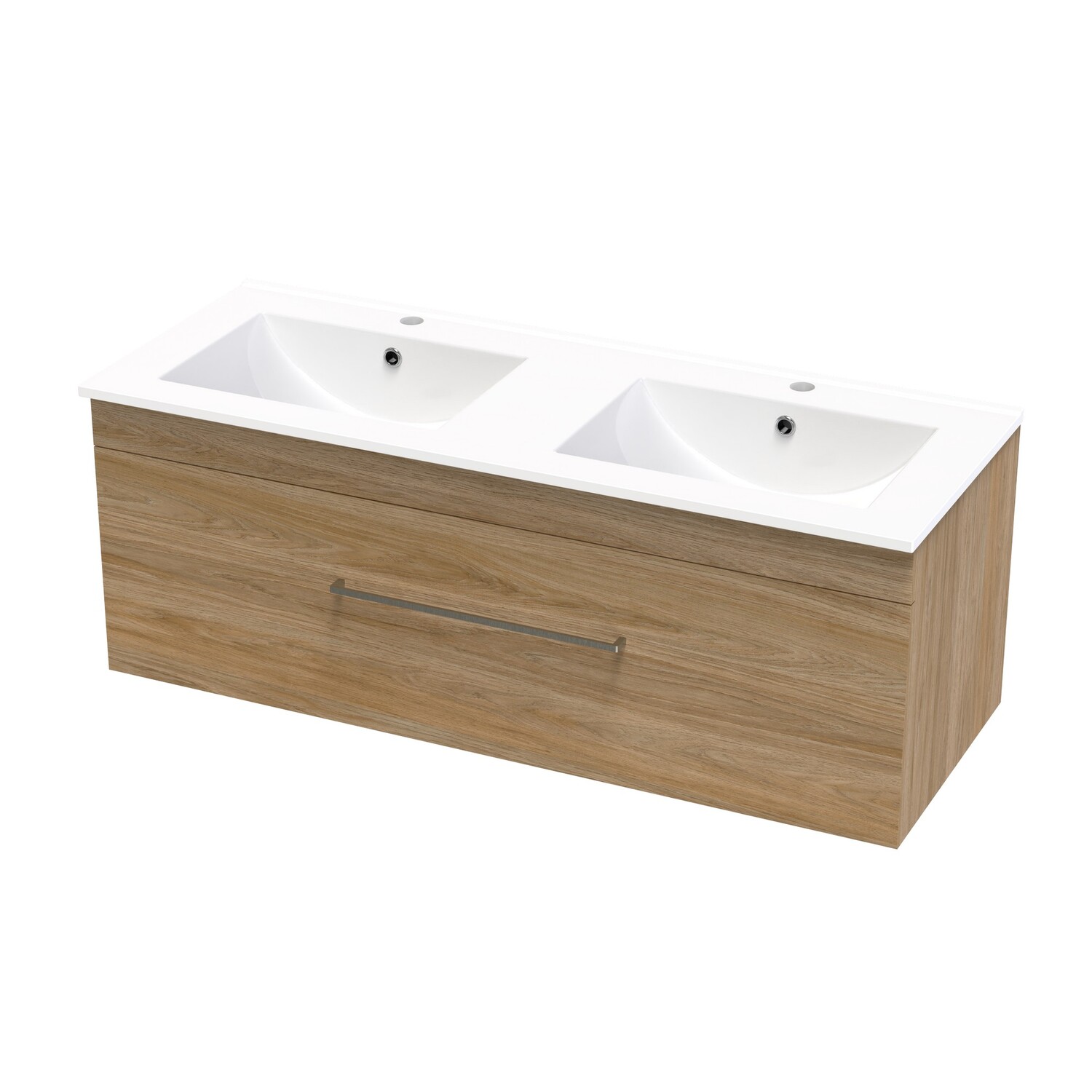Cashmere Single Drawer Double Bowl Wall Hung Vanity
