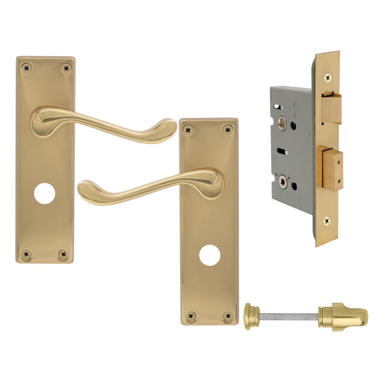 York Square Longplate Privacy Set Polished Brass