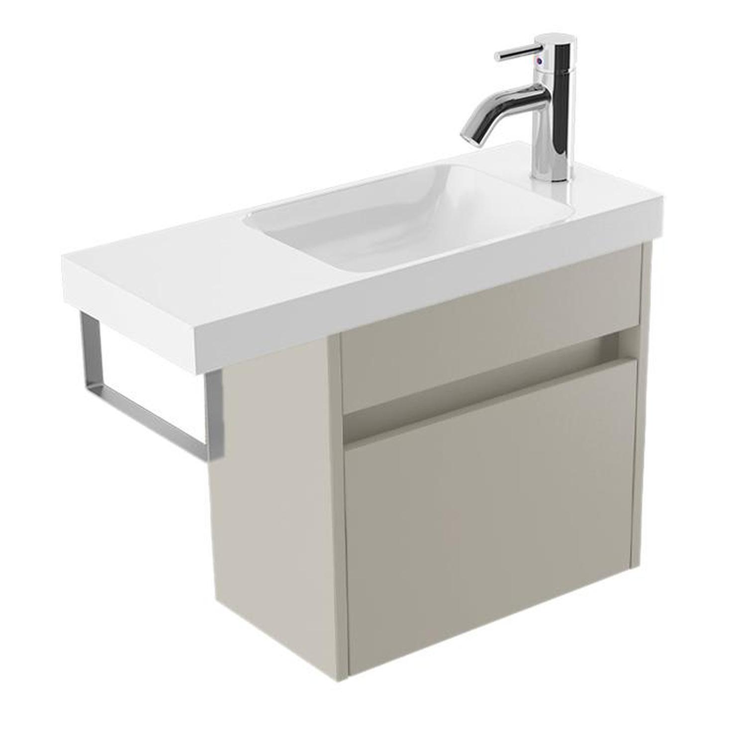 Wall Vanity 600mm Dawn Grey Brushed Nickle Rail