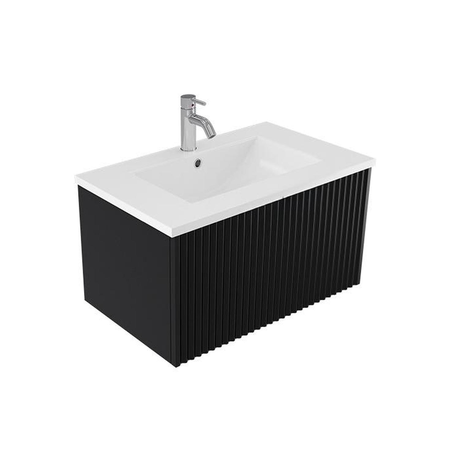 Wave Wall Hung Vanity 750mm Nero