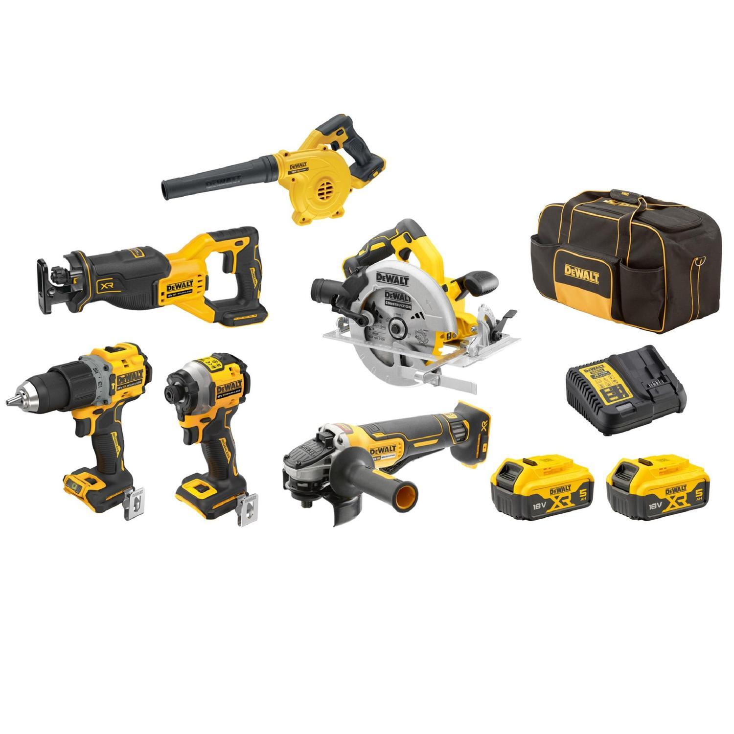XR Li-Ion Cordless Brushless 6 Piece Combo Kit - 5.0Ah 18 Volt