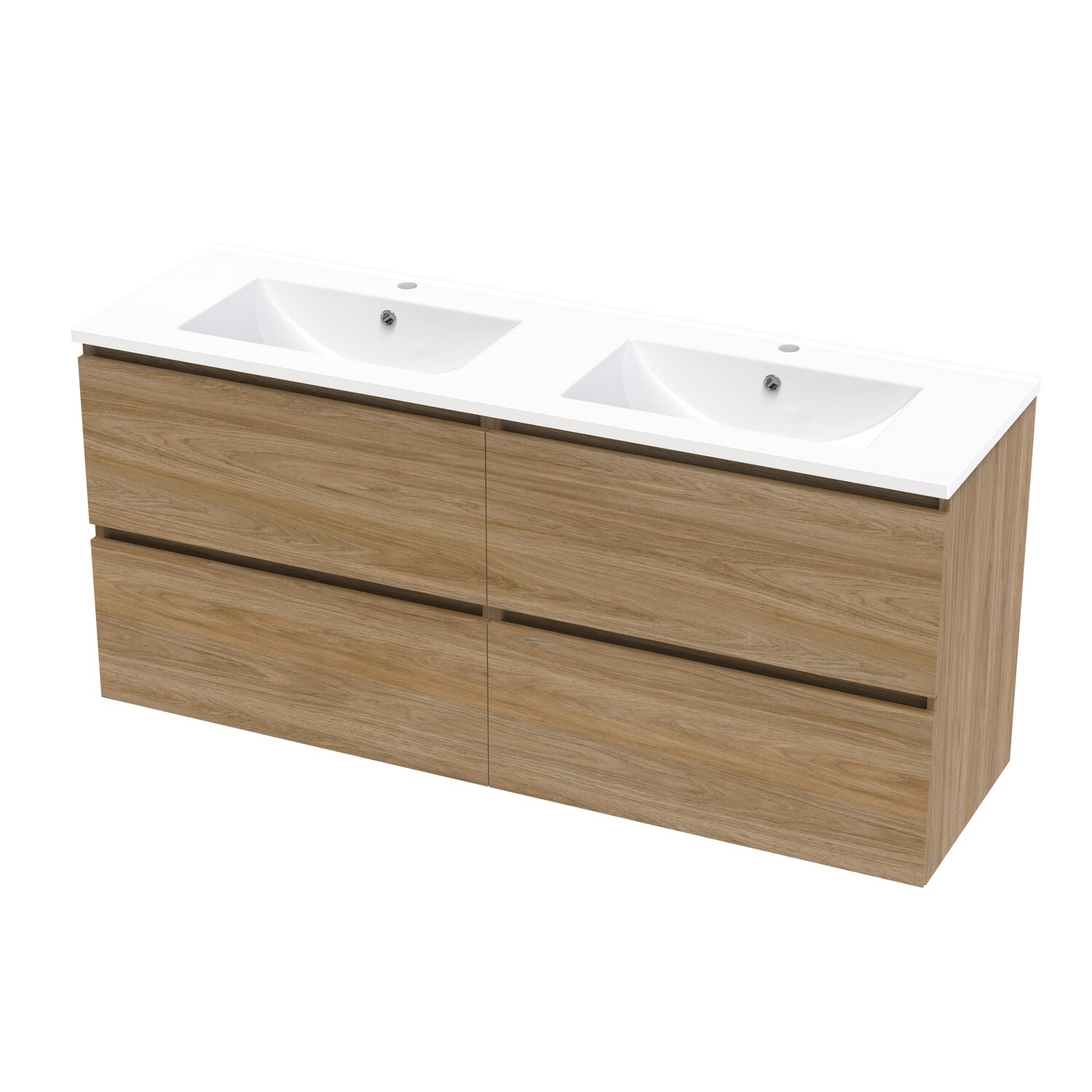 Single Drawer Double Bowl Wall Hung Vanity