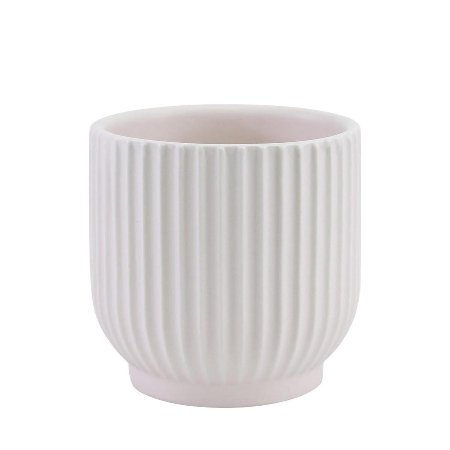 Ribbed Ceramic Maya Indoor Pot 14cm White
