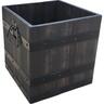 Square Acacia Wooden Barrel H:260mm, W: 250mm, D: 250mm Black