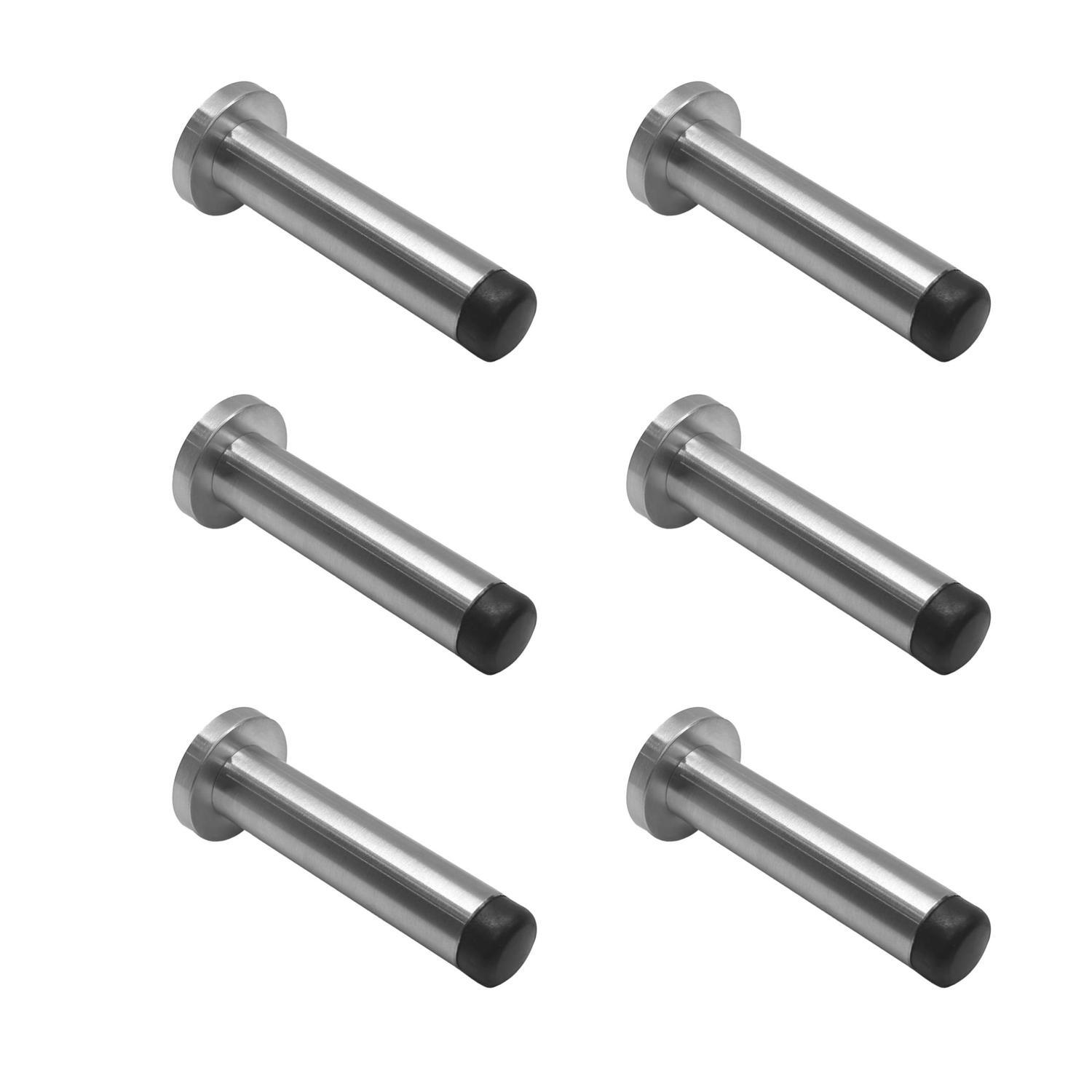 Round Wall Mounted Door Stop 85mm 6 Pack Brushed Satin Chrome